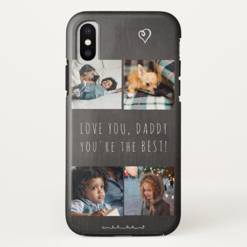 Fathers Day 4 photo collage Love you Daddy grey iPhone X Case