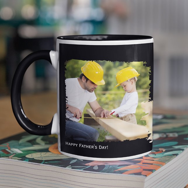 Father's Day 4 Photo & Custom Text Keepsake, Black Mug (Creator Uploaded)