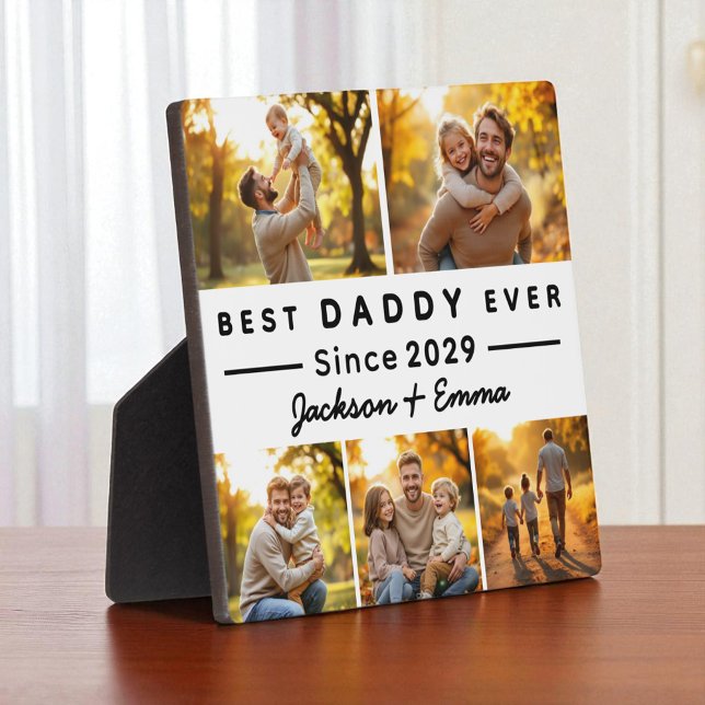 Father's Day 5 Photo Collage Best Daddy Ever  Plaque (Creator Uploaded)