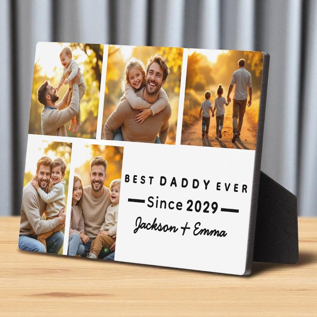 Father's Day 5 Photo Collage Cute Best Daddy Ever  Plaque (Creator Uploaded)
