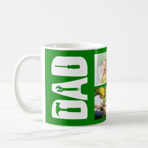 Father's Day 6 Photo Keepsake Handyman Dad Green Coffee Mug