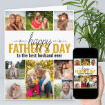 Fathers Day 8 Photo Collage Personalized Card<br><div class="desc">Personalized Father's Day card which you can customize for anyone! The photo template is ready for you to add 8 of your favorite photos and personalize the text inside and out. The sample wording on the front reads "happy father's day to the best husband ever" and you could customize this...</div>