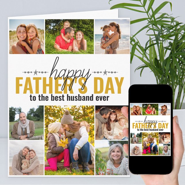 Fathers Day 8 Photo Collage Personalized Card (Creator Uploaded)