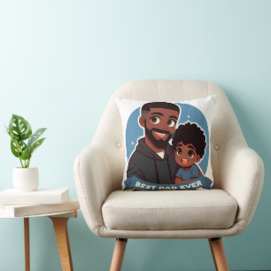 Father's Day - A black father and his son Throw Pillow