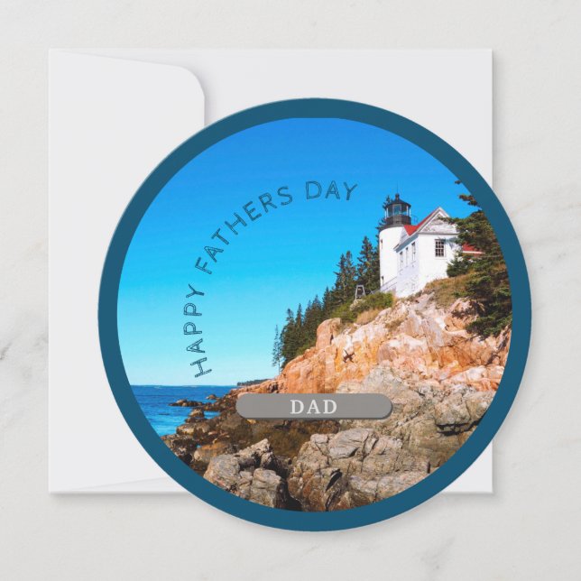 Fathers Day Acadia National Park Lighthouse Holiday Card (Front)