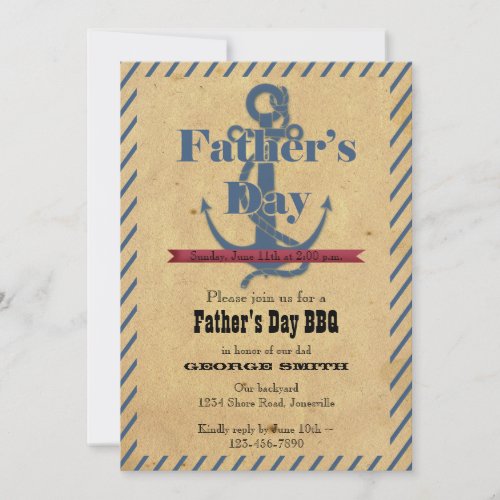 Father's Day Anchor BBQ Party Invitation