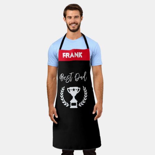 Fathers Day Apron Custom Name Best Dad Trophy Apron