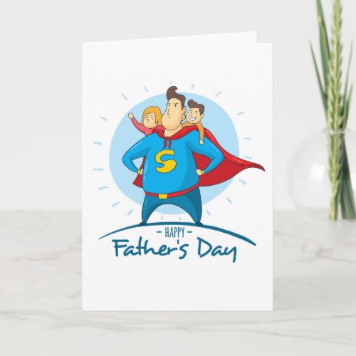 Fathers day background with superdad Card