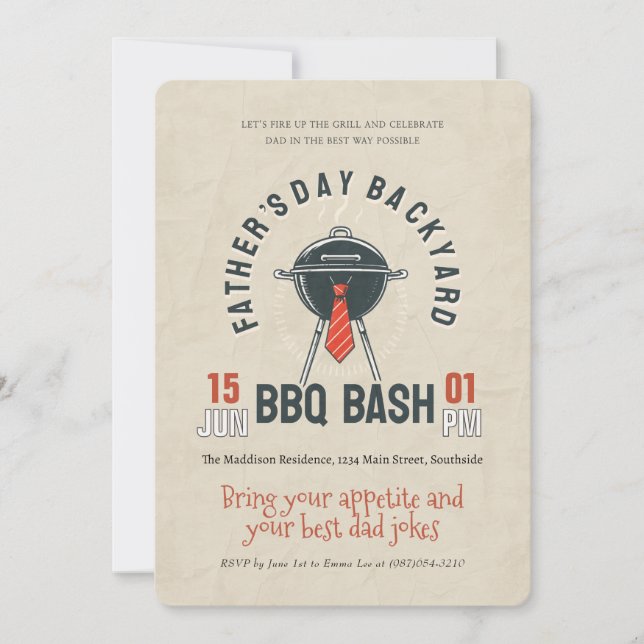 Father's Day Backyard BBQ Bash Party Invitation (Front)