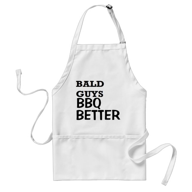 Fathers Day Bald Guys BBQ Better Birthday Adult Apron (Front)