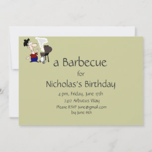 Father's Day Barbecue Birthday Cartoon Humor Invitation