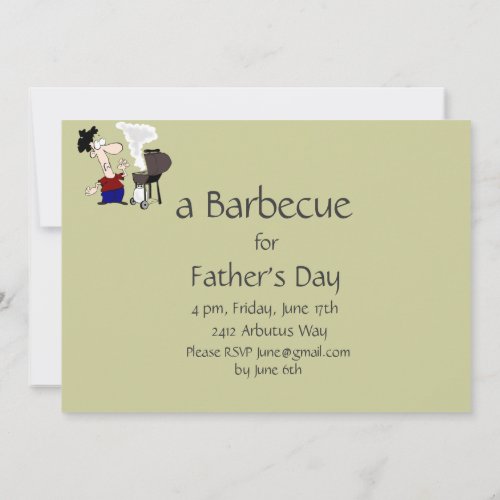 Fathers Day Barbecue Party Invite Cartoon Humor