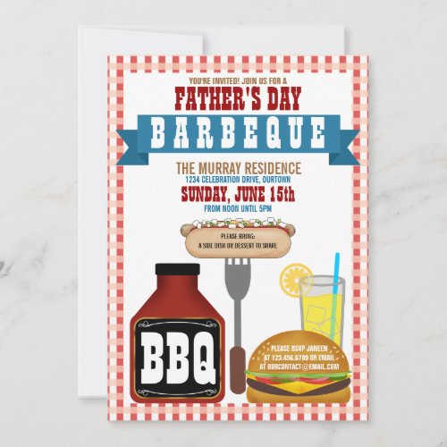 Fathers Day Barbeque Party Invitations