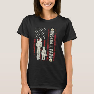 Father's Day Baseball Papa USA Flag Gifts Dad Men T-Shirt