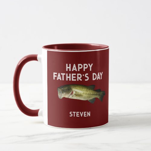 Fathers Day Bass Fishing Personalized Mug