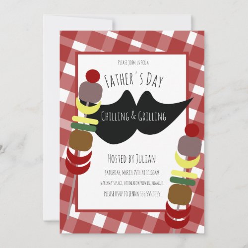 Fathers Day BBQ Picnic Chilling Grilling  Invitation