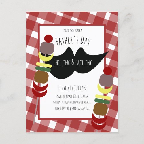 Fathers Day BBQ Picnic Chilling Grilling Postcard