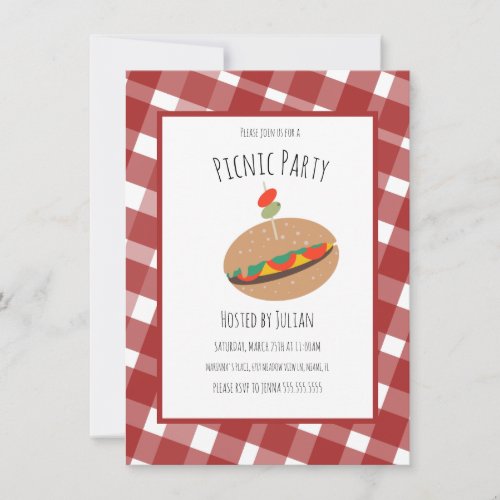 Fathers Day BBQ Picnic Event Sandwich  Invitation