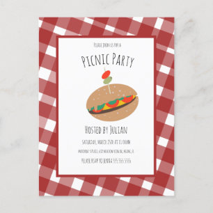 Father's Day BBQ Picnic Event Sandwich Invitation Postcard