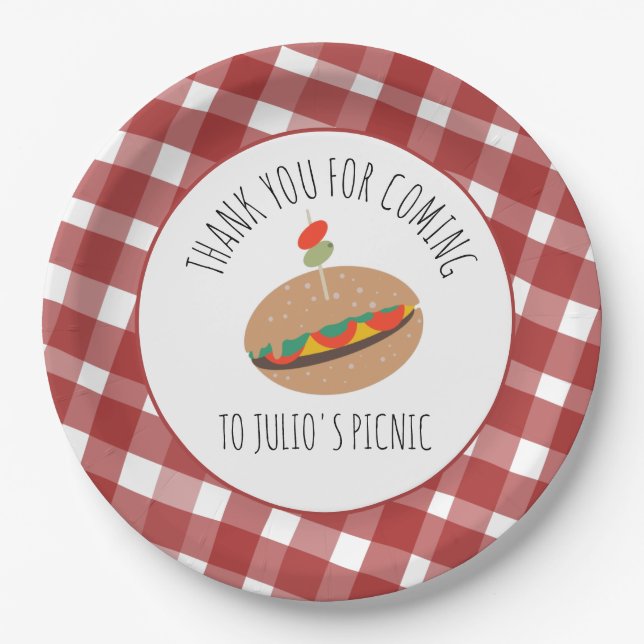 Father's Day BBQ Picnic Event Sandwich   Paper Plates (Front)