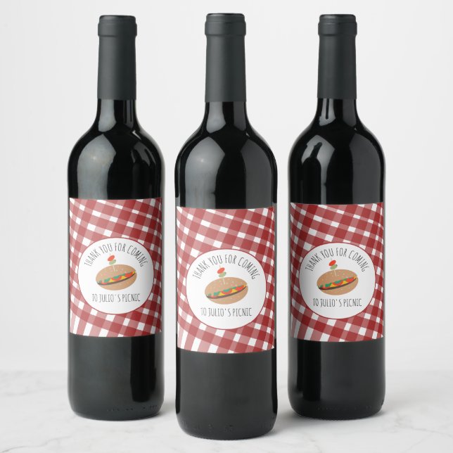 Father's Day BBQ Picnic Event Sandwich    Wine Label (Bottles)