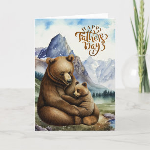 Father's Day Bear Hugs Woodland Scene Holiday Card
