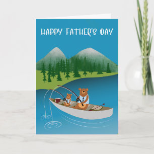 Fathers Day Bears Fishing in Boat Card