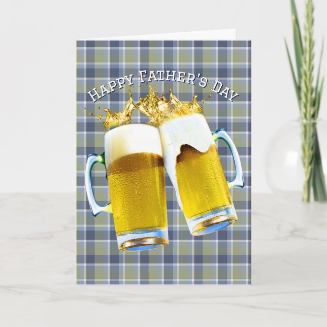 Father's Day Beer On Plaid Card (Front)