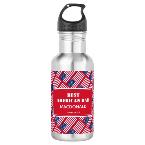 Fathers Day BEST AMERICAN DAD USA Personalized Stainless Steel Water Bottle