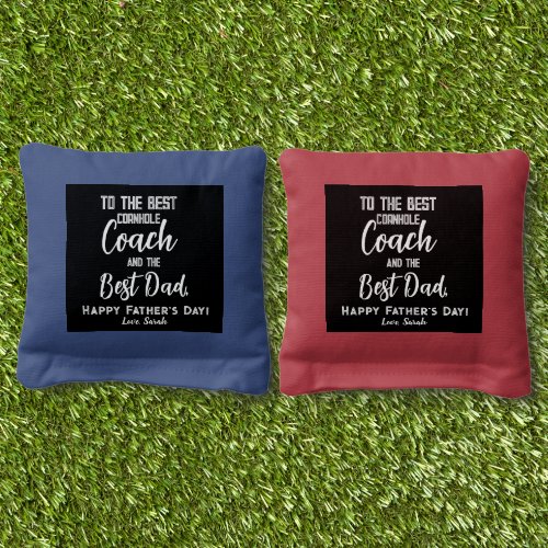 Fathers Day Best Dad and Coach  Cornhole Bags