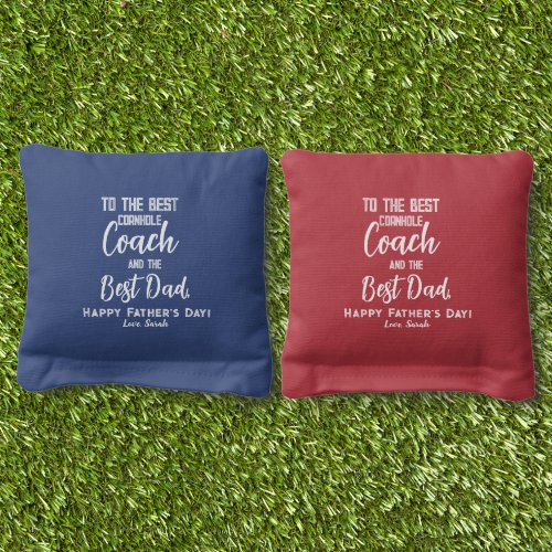 Fathers Day Best Dad and Coach  Cornhole Bags