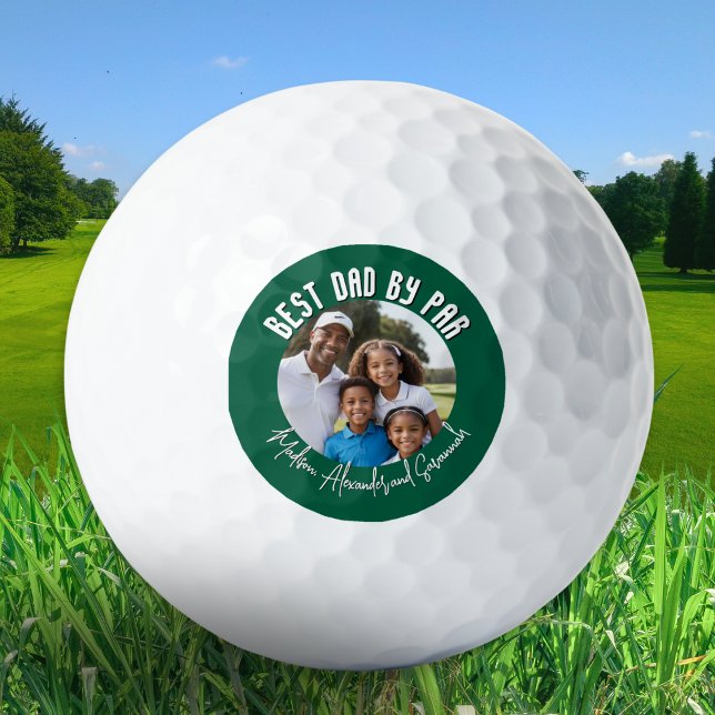 Father's Day Best Dad by Par Custom Photo & Names Golf Balls (A golf ball for the 'Best Dad By Par', with custom photo and names)