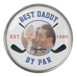 Father's Day Best Dad By Par Retro Photo Monogram  Golf Ball Marker