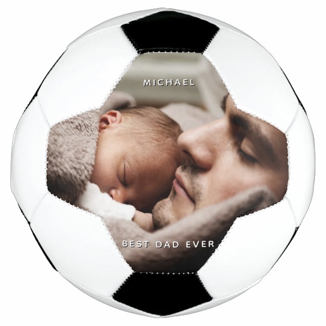 Father's Day Best Dad Custom Photo Custom Message Soccer Ball (Front)