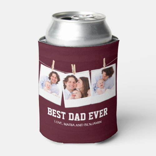 Fathers Day  Best Dad Ever 3 Photo Collage Can Cooler