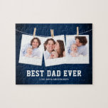 Father's Day | Best Dad Ever 3 Photo Collage Jigsaw Puzzle<br><div class="desc">Upload your favorite photos and add your names to make your own unique personalized father's day gift.</div>