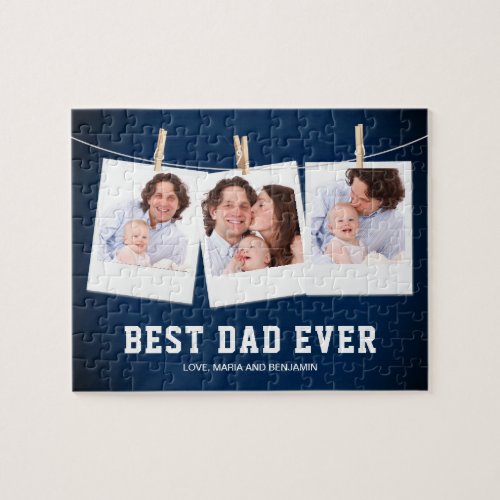 Fathers Day  Best Dad Ever 3 Photo Collage Jigsaw Puzzle