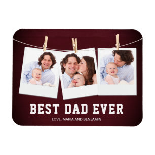 Father's Day Best Dad Ever 3 Photo Collage Magnet