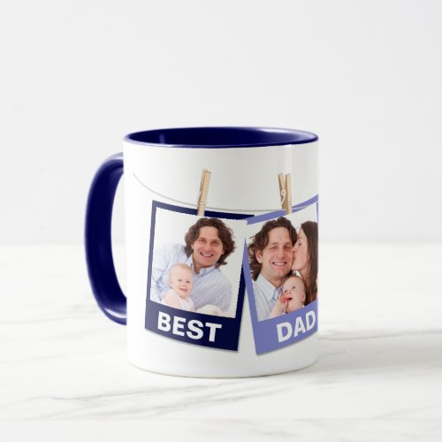 Fathers Day  Best Dad Ever 3 Photo Collage Mug