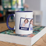 Father's Day | Best Dad Ever 3 Photo Collage Navy Mug<br><div class="desc">Upload your favorite photos to make your own unique personalized father's day gift.</div>