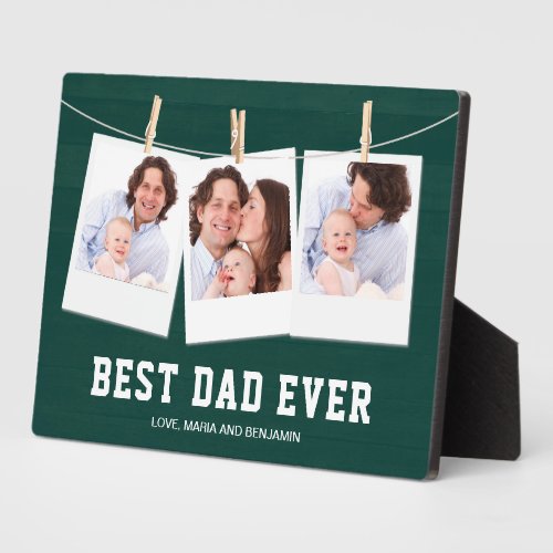 Fathers Day  Best Dad Ever 3 Photo Collage Plaque