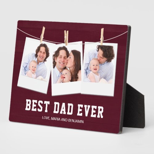 Fathers Day  Best Dad Ever 3 Photo Collage Plaque