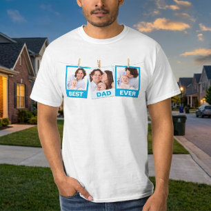 Father's Day Best Dad Ever 3 Photo Collage T-Shirt