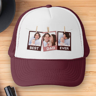 Father's Day Best Dad Ever 3 Photo Collage Trucker Hat