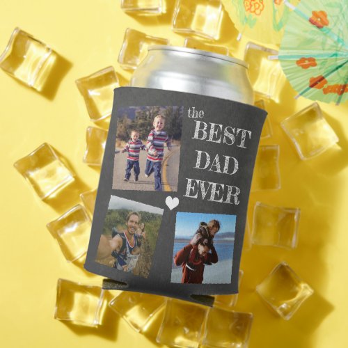 Fathers Day best dad ever 5 photo collage Can Cooler