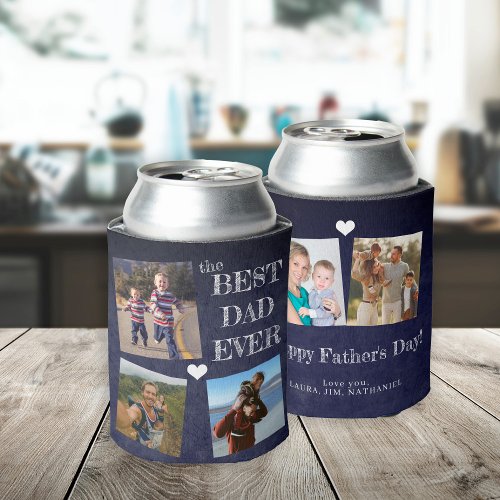 Fathers Day best dad ever 5 photo collage Can Cooler