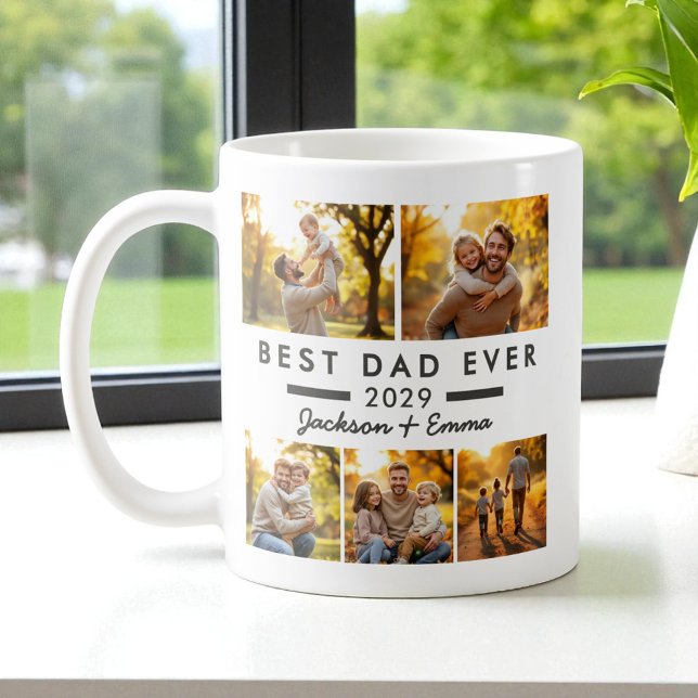 Father's Day Best Dad Ever 5 Photo Collage  Coffee Mug (Creator Uploaded)