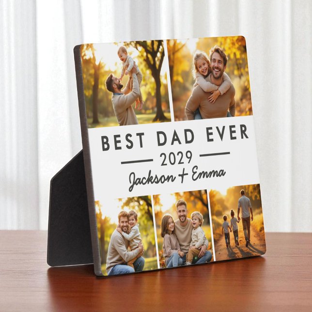 Father's Day Best Dad Ever 5 Photo Collage  Plaque (Creator Uploaded)