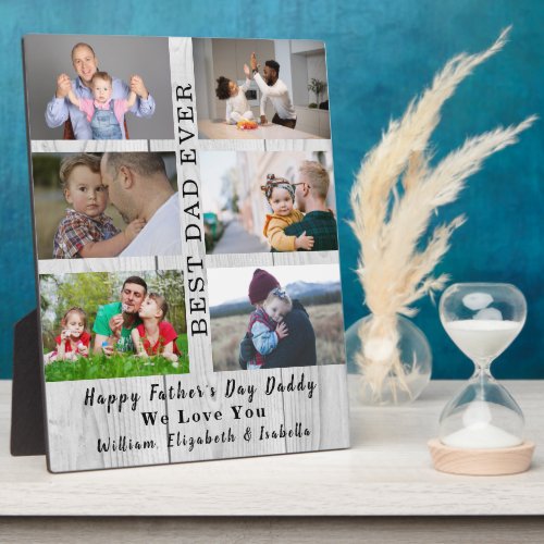 Fathers Day Best Dad Ever 6 Photo Collage wood Plaque