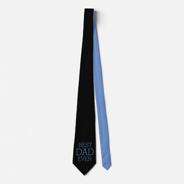 Fathers Day Best Dad Ever Black and Blue Neck Tie (Front)